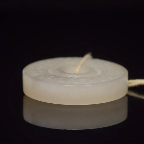 Chinese White Hetian Jade Round Bi Pendant - Picture 3 of 8